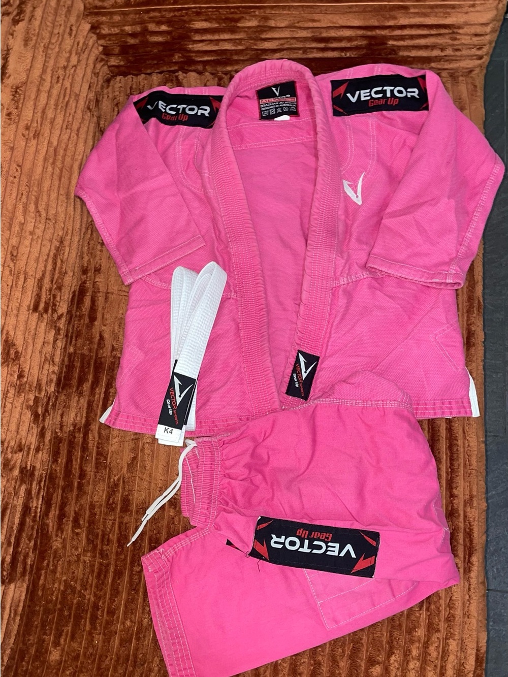 Kids Pink Martial Arts Gi Set with White Belt